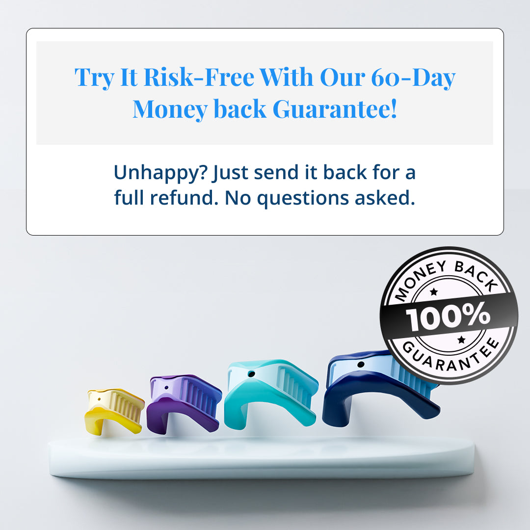LogiBloc bite blocks in four sizes with a 60-day money-back guarantee